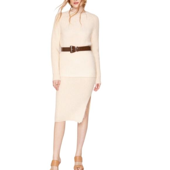 Callahan Revolve Genny Fuzzy Eyelash Knit Midi Skirt Cream White XS Cozy - Picture 2 of 16